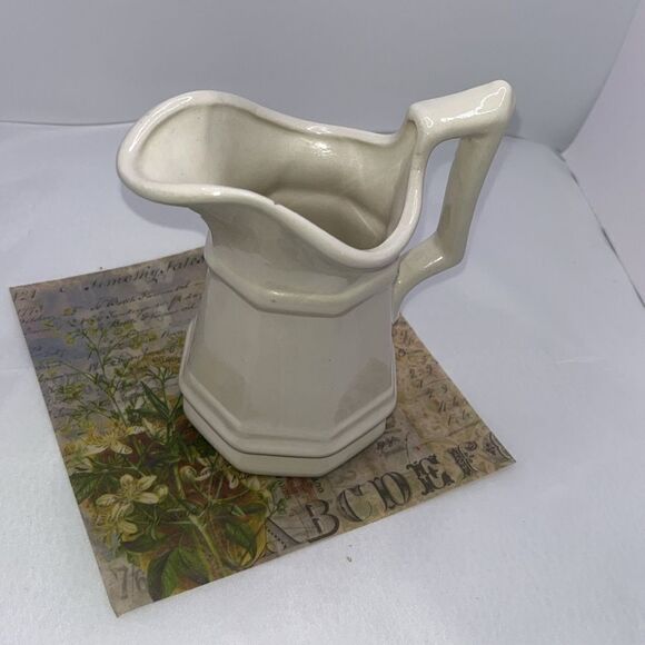 Farmhouse Cream Creamer Ceramic Pitcher with Fall Autumn Faux Flowers - Picture 4 of 13